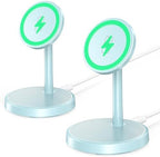 Magnetic Wireless Charger iPhone, 2 Pack 15W Fast Mag-Safe Charger Stand for iPhone 17/17 Air/17 Pro/17 Pro Max 16/15/14/13/12 Series, Wireless Charging Station for Pad/AirPods(Blue) by Xiauodo