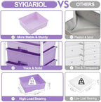 SYKIARIOL Utility Cart with 5 Drawers with Wooden Top,Purple - Image 5