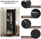 Slim Broom Closet Storage Cabinet, Black Metal Cabinets with Lock and & S-Hooks, Cleaning Supply Cabinet, 65x15.8x15.8 Utility Storage Cabinet for Garage, Office, Laundry Room - Image 5