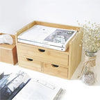 3 Drawer Bamboo Desk Organizer with Shelf – Makeup Storage & Tabletop Organizer for Home Office, Workspace, or Bathroom – No Assembly Required - Image 2