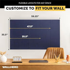 WALLHERO Large Cork Board Alternative | 15 Pack | Sizing Up to 59”x36”, Felt Wall Tiles, Office Wall Decor, Large Cork Boards for Walls, Corkboard, Cork Board for Office, Pin Board, Blue - Image 4