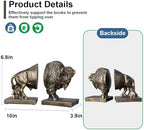 Decorative Bookends, Art Book Ends for Heavy Books, Heavy Bookends for Shelves, Vintage Non-Slip Base Book Holder, Resin Book Stopper for Home Office Decor (Copper Buffalo) - Image 3