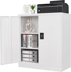 Letaya Metal Storage Cabinets with Lock Door,2 Adjustable Shelves Organizer Steel Storage Cabinets for Home,Office,Warehouse,Garage,Employee Lockers(White) by LetayaMetalCabinets