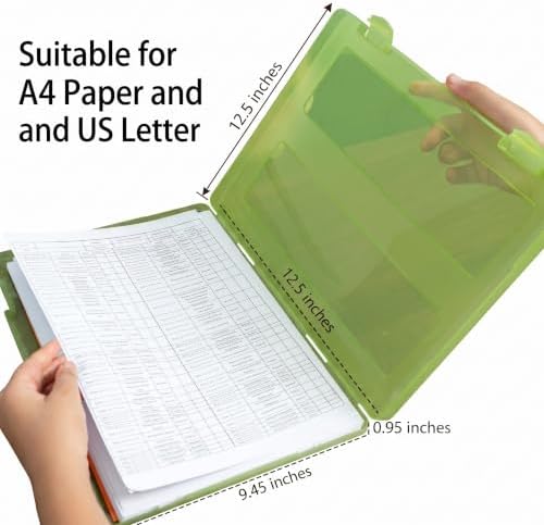 6 Packs A4 Paper Storage Boxes, 8.5 x 11 Plastic Portable Project Case for US letter Size and A4 paper, Plastic Multi-Purpose Thick Scrapbook Storage Box for Office (12.6"L x 9.5"W x 0.94"H) - Image 2