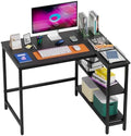 FDW L-Shaped Gaming Desk 39 Inch Computer Desk Corner Desks with Reversible Side Storage Shelves Study Desk Metal Frame PC Work Table for Home Office Dorm Sturdy Writing Workstation, Black by FDW