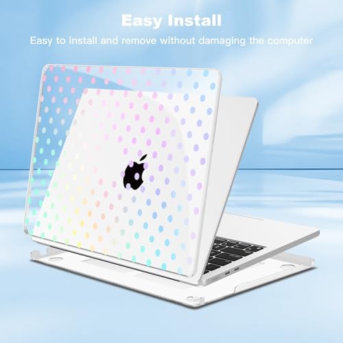 Teryeefi Compatible with MacBook Air 13 inch Case M5 2026 M4 2025 Model A3449 A3240 A3113 A2681, Hard Shell&Keyboard Cover&Screen Film&Type C for MacBook Air 13.6 inch Case - Clear Polka Dots - Image 5