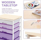 SYKIARIOL Utility Cart with 5 Drawers with Wooden Top,Purple - Image 6