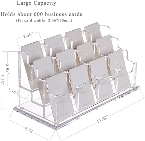 SANRUI Vertical Acrylic Business Card Holder for Desk, 3 Tier 12 Slot - Image 2