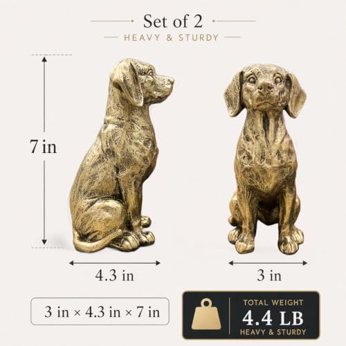 Antique Brass Dog Bookends Set of 2, Decorative Shelf Decor - Image 4