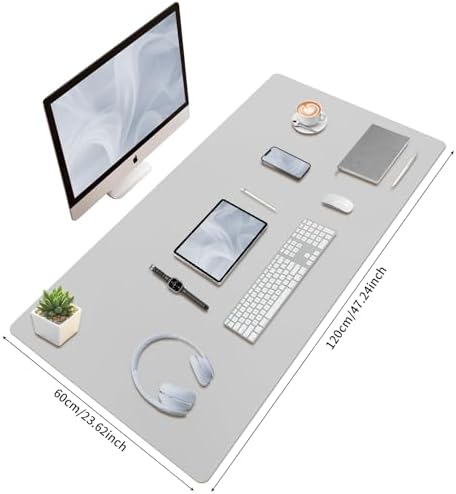 Bloss Large Desk Pad, 47.2" x 24" Desk Mat, Desk Pads on Top of Desks, Computer Mat Non-Slip, Desk Blotter Waterproof, Easy to Clean - Light Grey - Image 4