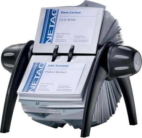 Durable Visifix Flip Rotary Business Card Holder - Includes 200 Pockets for Holding 400 Cards - Includes A-Z Index - Made from Plastic - Image 6
