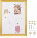 DoubleFill White Bulletin Board 21"×27" Linen Fabric Decorative Board Hanging Memo Boards for Women Large Cork Bulletin Boards for Home Office with 20 Pushpins - White Linen with Gold Frame by DoubleFill