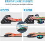 Keyboard Wrist Rest+Mouse Wrist Pad+Desk Pad Set,Memory Foam Ergonomic Easy Typing Pain Relief for Computer Laptop Office Home - Mushrooms and Butterflies - Image 3