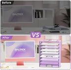 DALTACK 9-Tier Paper Letter Tray Desk Organizer with Handles, Mesh File Holder Organization, Paper Sorter Desk Organizer for Office Home School, Purple 2 Pack - Image 6