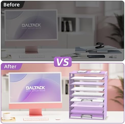 DALTACK 9-Tier Paper Letter Tray Desk Organizer with Handles, Mesh File Holder Organization, Paper Sorter Desk Organizer for Office Home School, Purple 2 Pack - Image 6