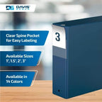 Premium Economy 3-Ring Binder, Spine Label, 3" Round Rings, Navy Blue, 6 Pk - Image 4