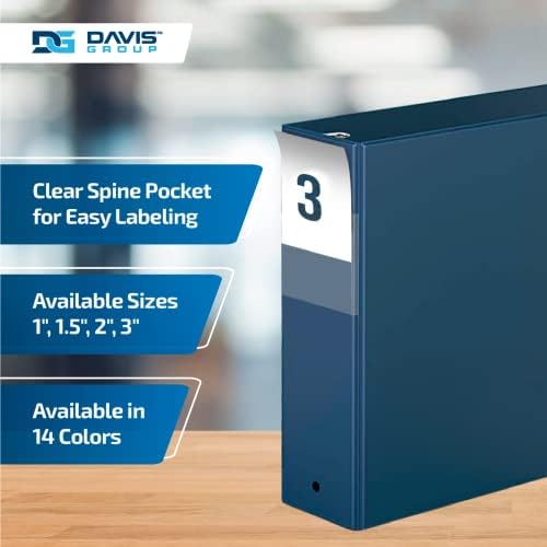 Premium Economy 3-Ring Binder, Spine Label, 3" Round Rings, Navy Blue, 6 Pk - Image 4