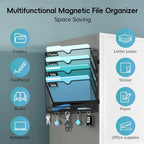 5 Tier Magnetic File Holder with Hooks for Letter Size Files - Image 5