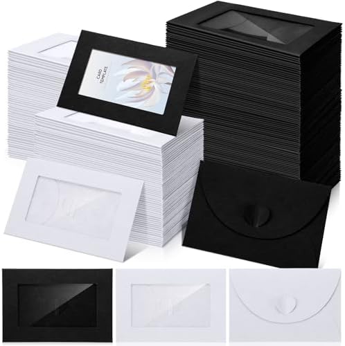 Uiifan 300 Pcs Window Gift Card Envelopes 4x2.8 Inch,Black and White by Uiifan