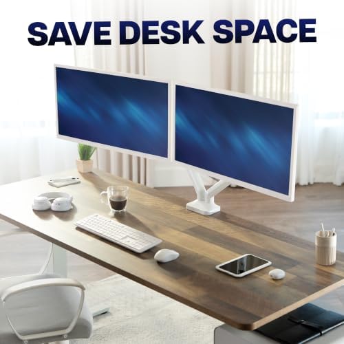 VIVO Dual Pneumatic Arm Ultra-Wide Monitor Mount for up to 35 inch Screens, Holds 26.4 lbs per Arm, Desk Mount Monitor Stand for 2 Ultrawides, White, STAND-V200OW - Image 4