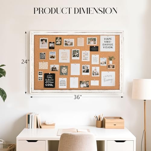 Cork Board Bulletin Board, 36"x24" Corkboard for Wall - Image 3