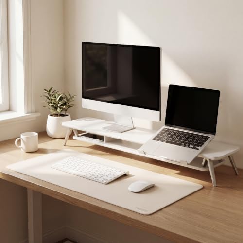 Fenge Desk Pad Mat for Home & Office, 31.5” x 15.7”, Ivory White - Image 5