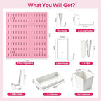 Pink Peg Board, 24"x36" Pegboard Wall Organizer, Includes 6PCS Pink Peg Boards and Accessories, Plastic Peg Board Panels for Craft Room, Office, Kitchen, Gaming Room - Image 2