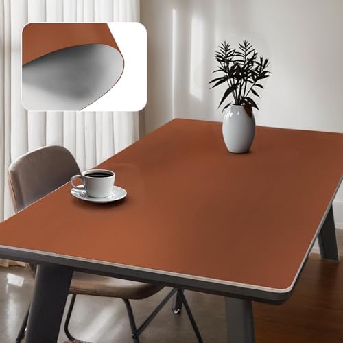 Leather Table Cover,1.8mm Thick,24x48 Inch,Table Protectors for Rectangle,Waterproof Desk Pad, Scratch - Resistant Craft Mat for Dining Table, Office Desk and Art Station (Brown + Gray) by Unknown