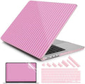 DONGKE Compatible with MacBook Pro 16 Inch Case (2026-2021 Release, M5 M4 M3 M2 M1 Pro/Max Chip), Plastic Hard Shell with Keyboard Cover & Screen Protector for MacBook Pro 16", Pink Stripes by DONGKE