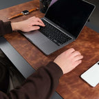 Jersey Genuine Calfskin Leather Desk Pad, Office Desk Mat with Non-Slip Bottom, Smooth Surface for Mouse & Keyboard, Desk Protector (36x19 inches) (Antic Tan) - Image 3