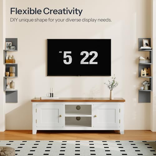 HOOBRO Corner Shelf Wall-Mounted, Set of 2 Floating Corner Shelves for Wall - Image 3