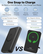 3-in-1 Magnetic Wireless Power Bank 5000mAh, Black - Image 4