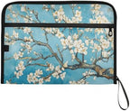 13 Pockets Expanding File Folder with Zipper Closure, Van Gogh Art Japanese Flower Accordion File Folder with Sticky Labels, Letter Size A4 Papers Expandable File Document Organizer - Image 7