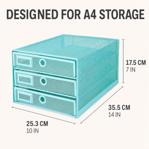 Exerz Paper Sorter 3 Drawer Wire Mesh A4 / Desk Multifunctional Desk Organiser/Multi-Layer Letter Tray - for Documents, Magazines, Notebooks and Letter - Image 2