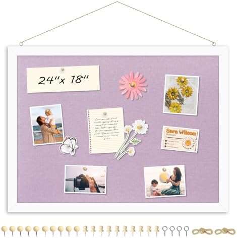 DOLLAR BOSS Double-Sided Bulletin Boards with Linen, 24"x18" Cork Board, Purple by DOLLARBOSS