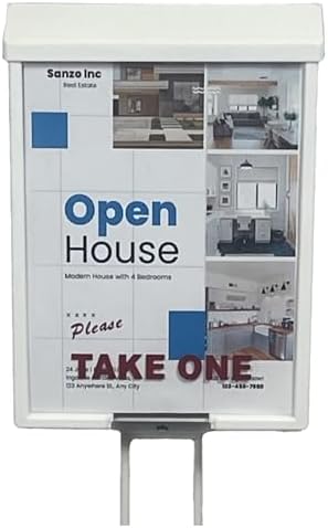 Sanzo Specialties Outdoor Brochure Box on a Stake 46 inch tall - Holds 250 8.5 x 11 Documents and 60 Business Cards, Flyer Literature Yard Dispenser (White, Pack of 1) - Image 3