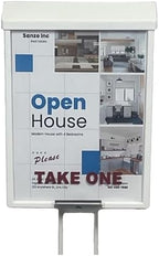 Outdoor Real Estate Brochure Box on Yard Stake, Weatherproof Self-Closing Lid, Take One Flyer Holder, Holds 250 8.5 x 11 Documents and 60 Business Cards, 46 inch Stand (White, Pack of 6) - Image 3