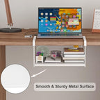 Under Shelf Storage Basket, Hanging Wire Basket with 1.13 Inches Thick Clips for Kitchen, Pantry or Laundry Room, Under Cabinet or Desk Storage Organizer, White, 13.75" L-Solid Bottom, 2 Pack - Image 5