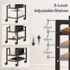 HOOBRO PC Stand, 2-Tier PC Tower Stand Fits Most Computer Towers, CPU Holder for Floor, Height Adjustable, CPU Stand with Wheels Under Desk, for Home Office, Rustic Brown and Black BF11CJ01 - Image 4