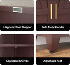 COFaR 61" Metal Storage Cabinet with Doors and Adjustable Shelves, Tall Pantry Cabinet Freestanding Kitchen Pantry Storage Cabinet, Steel Cupboard for Bathroom, Living Room & Office, Reddish Brown - Image 3