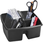 Storex 3-Compartment Small Cleaning Caddy – Multipurpose Supply Organizer with Handle, Black, 6-Pack (00972A06C) - Image 5