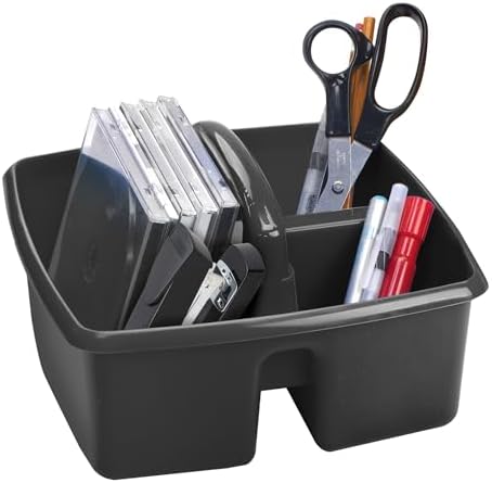Storex 3-Compartment Small Cleaning Caddy – Multipurpose Supply Organizer with Handle, Black, 6-Pack (00972A06C) - Image 5