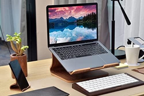 SAMDI Laptop Stand Wood, Wooden Cooling Computer Holder, Notebooks Desktop Mount for MacBook Air, Pro 13 15, iPad Pro 12.9, Dell XPS, Surface, Chromebook 11 to 17 (Walnut) - Image 7