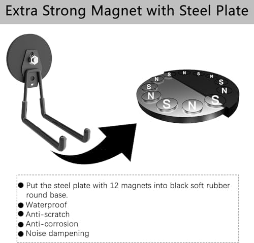 Heavy Duty Magnetic Hooks, Garage Hook, Anti-Slide Garage Hanger, Magnetic Mounting for Garden Tools, Hose, Power Drill, Steel Pegboard, Workshop (8 Pack) - Image 5