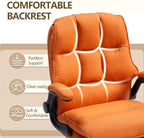 Comfy Office Chair Soft and Double Cushioned Ergonomic Computer Desk Chairs for Long Hours Executive Office Chair with Flip-up Armrests and Height Adjustment for Home Office Orange - Image 6