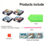 4PCS Diamond Art Painting Notecard Box DIY Craft Sticky Note Box with Total 640 (160 Pages Each) Sheets of Paper for Adults Beginners Desk Organiser(Flowers Birds Dragonflies) - Image 2