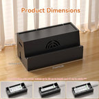 Bamboo Cable Management Box, Black, 31X14X15.5CM - Image 6