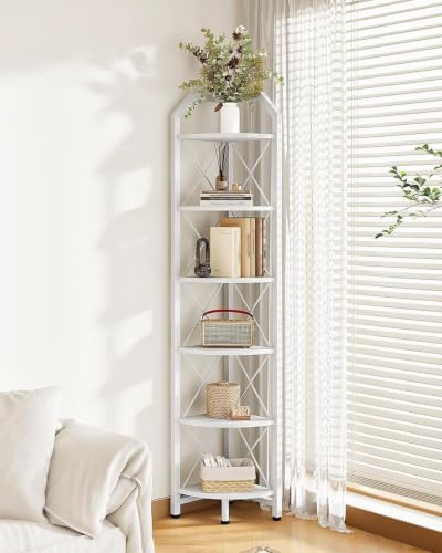 CHOEZON 6-Tier Industrial Corner Shelf, 71.2" Corner Storage Stand, Plant Stand Display Shelf, Corner Bookcase for Bedroom, Living Room, Home Office, White TCJ11WB by Choezon