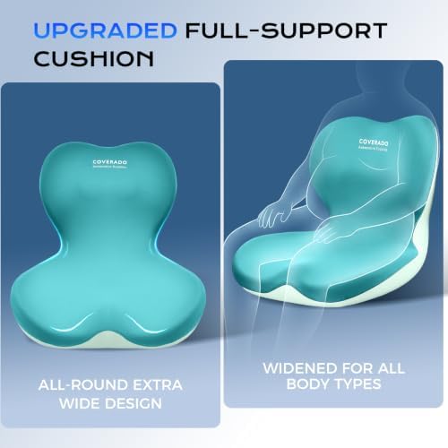 Coverado Car Seat Cushion and Lumbar Support Pillow One Piece, Memory Foam Ergonomic Back Support Driving Seat Cushion for Back Pain, Non-Slip Washable Cushion for Car, Driver, Office - Image 3