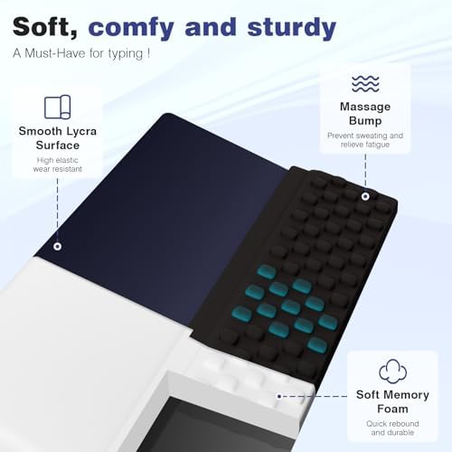 Ospelelf Keyboard Wrist Rest, Ergonomic Memory Foam Wrist Support for Typing & Gaming, Tilted Keyboard Pad, Aesthetic Desk Accessories for Office, Relief for Carpal Tunnel & Wrist Pain, Black Blue - Image 3